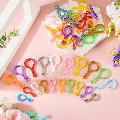 100Pcs 20 Styles Opaque Solid Color Bulb Shaped Plastic Push Gate Snap Keychain Clasp Findings KY-TA0001-58-1