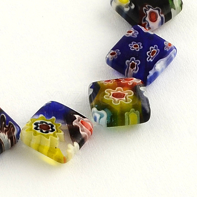 Rhombus Handmade Millefiori Glass Beads Strands X-LK-R004-16-1
