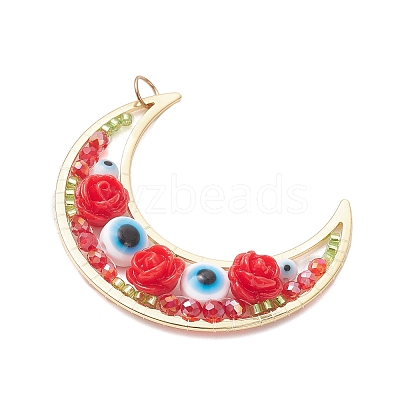 Brass Resin Pendants PALLOY-MZ01073-03-1