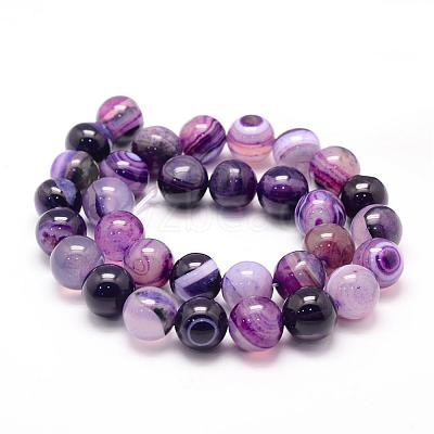Natural Striped Agate/Banded Agate Bead Strands G-K155-A-12mm-11-1