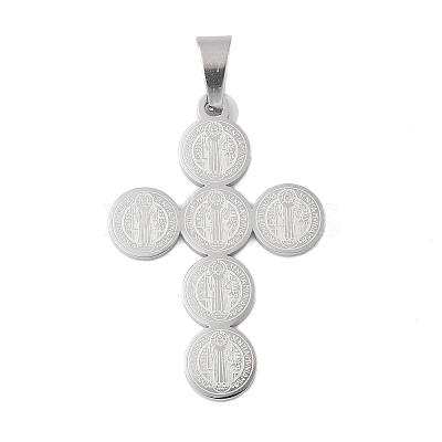 Tarnish Resistant 304 Stainless Steel Saint Benedict Medal Cross Pendants STAS-F012-12-1