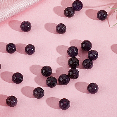 120Pcs Natural Amethyst Round Beads G-PA0001-16B-1