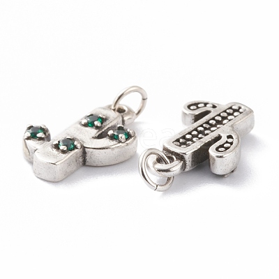 Brass Micro Pave Green Cubic Zirconia Charms ZIRC-A016-07AS-1