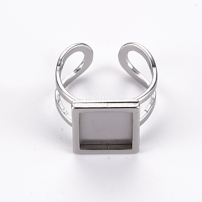 Non-Tarnish 201 Stainless Steel Cuff Pad Ring Settings X-STAS-S080-041A-P-1