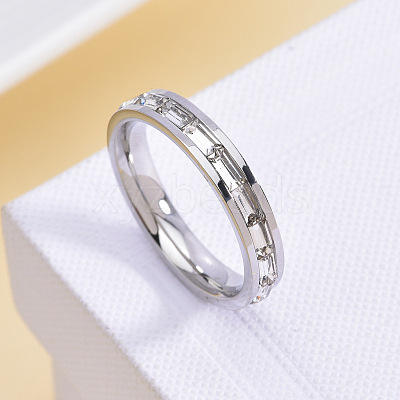 304 Stainless Steel with Crystal Rhinestone Finger Rings FS-WGF5DC4-06-1