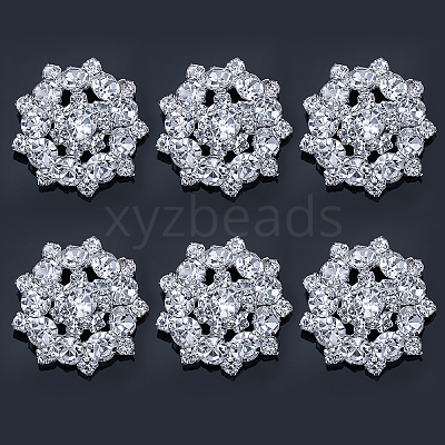 6Pcs 1-Hole Alloy Rhinestone Shank Buttons BUTT-CA0001-16A-1