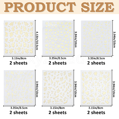 12 Sheets 6 Styles Plastic Nail Art Stickers Decals MRMJ-FH0010-42-1