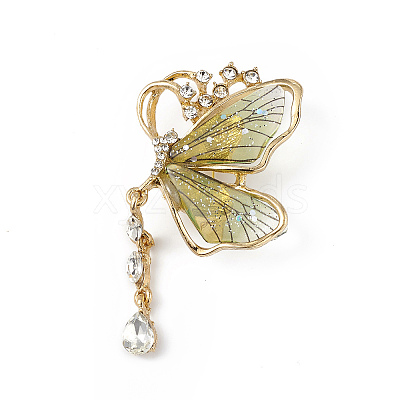 Resin Butterfly Brooch Pin with Crystal Rhinestone JEWB-P016-05KCG-03-1
