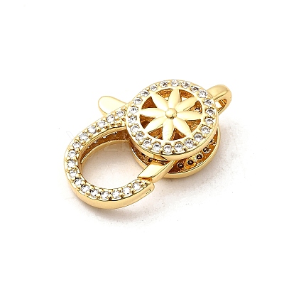 Brass Micro Pave Clear Cubic Zirconia Lobster Claw Clasps KK-A266-24E-G-1