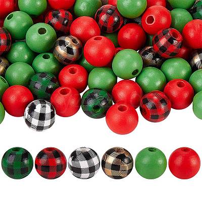 Painted Natural Wood Beads WOOD-SZ0001-08-1