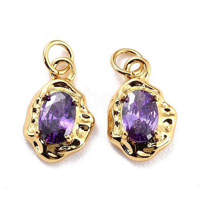 Brass Micro Pave Cubic Zirconia Pendant ZIRC-P089-19G-E-1