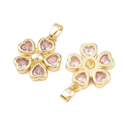 Brass Micro Pave Cubic Zirconia Pendants KK-C248-08G-1