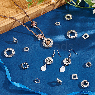 112Pcs 8 Styles Tibetan Style Alloy Beads Frame Sets TIBEB-PH0005-18-1