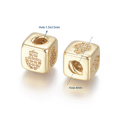 Brass Micro Pave Cubic Zirconia Beads ZIRC-G162-16G-17-1