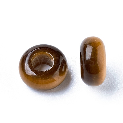 Natural Tiger Eye European Beads X-G-G740-12x6mm-10-1