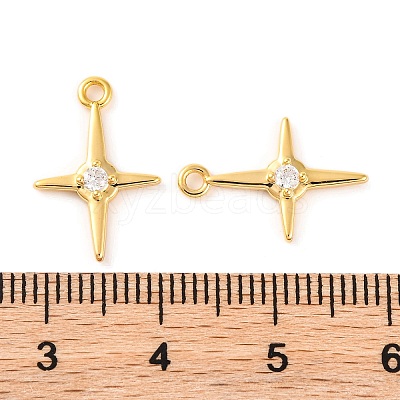 Brass Micro Pave Clear Cubic Zirconia Pendants KK-U017-10D-G-1