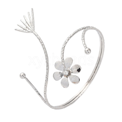 Flower Alloy Arm Cuff Bangles for Girl Women AJEW-A063-01G-P-1