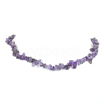 Natural Amethyst Chips Beaded Necklace NJEW-FZ00004-09-1