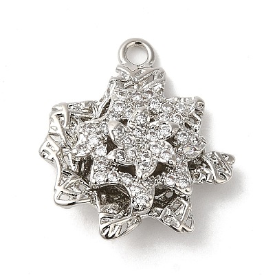 Rack Plating Brass Cubic Zirconia Pendants KK-M267-01P-1