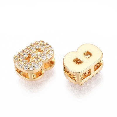 Brass Micro Pave Clear Cubic Zirconia Beads KK-T071-17G-B-1