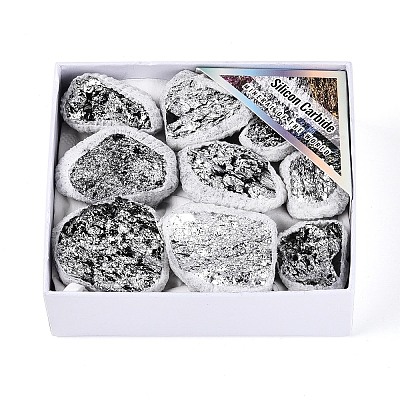8~12Pcs Electroplated Natural Coal Quartz Geode Cornucopia Mineral Specimen G-N360-03D-1