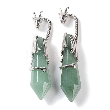 Natural Green Aventurine Faceted Pointed Bullet Big Pendants G-L524-19P-10-1