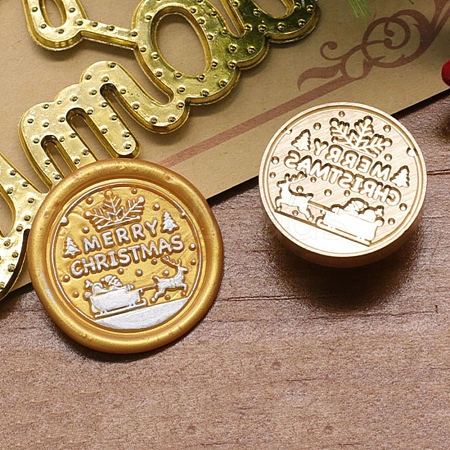 Merry Christmas Series Wax Seal Brass Stamp Head AJEW-M037-01G-01-1