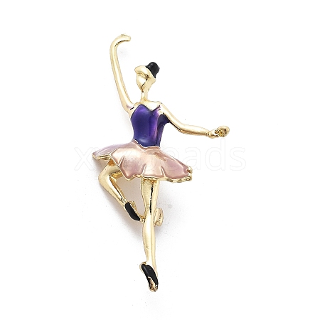 Dancer Alloy Purple & Pink Enamel Pin Brooches JEWB-C037-06G-1