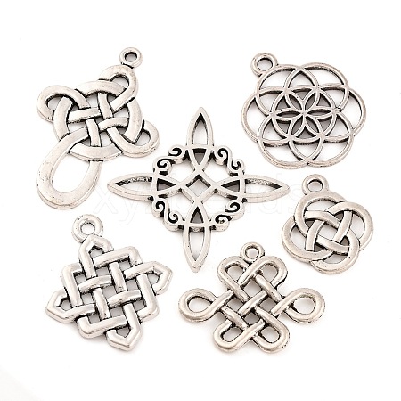 Tibetan Style Alloy Chinese Knot Pendants TIBEP-PH0004-09-1