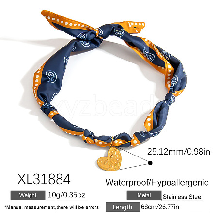 304 Stainless Steel Pendant Printed Scarf Necklaces FS-WGD2FA8-23-1