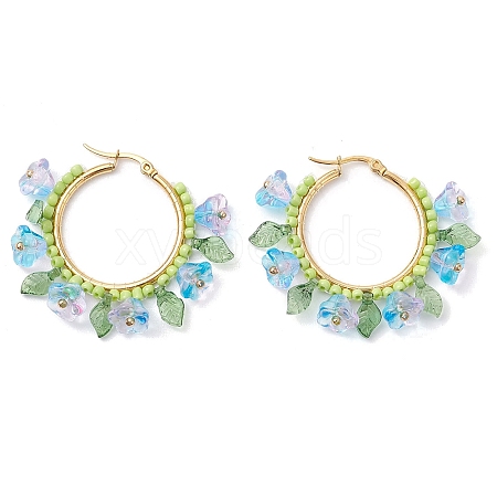 Glass Hoop Earrings EJEW-TA00589-01-1