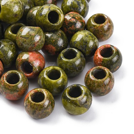 Natural Unakite European Beads G-B130-01-1