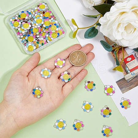 80Pcs 4 Colors  Alloy Enamel Charms FIND-DC0003-44-1