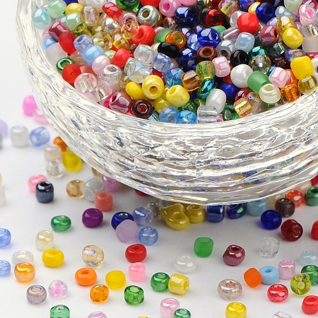 Dyed 8/0 Loose Round Glass Seed Beads SEED-L001-01-1