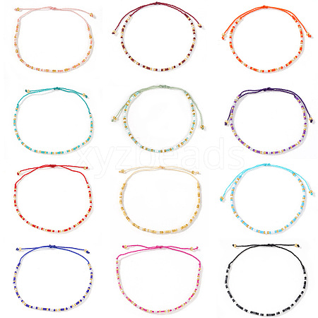 12Pcs Adjustable Summer Seed Beaded Bracelets Sets JD5080-1