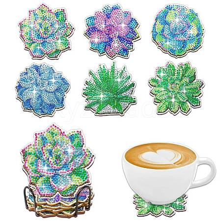 6Pcs Coaster DIY Diamond Painting Kit PW-WG24719-01-1