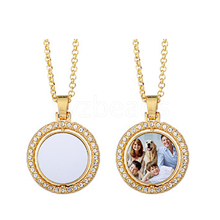 Sublimation Blank Aluminum Pendant Necklace NJEW-E020-03G-01-1