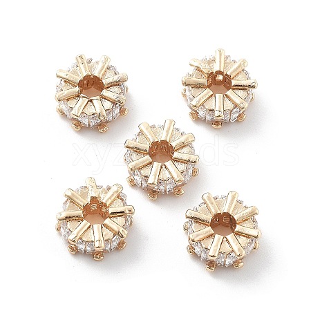 Brass Micro Pave Cubic Zirconia Beads KK-R216-02KCG-1