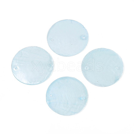 Spray Painted Natural Capiz Shell Disc Links Connector Charms SSHEL-T017-32B-1