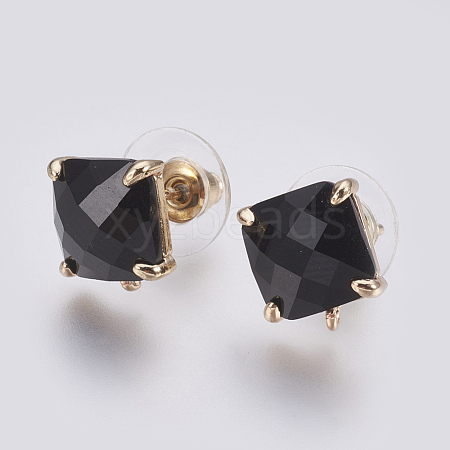 Faceted Glass Stud Earring Findings GLAA-F084-C09-1