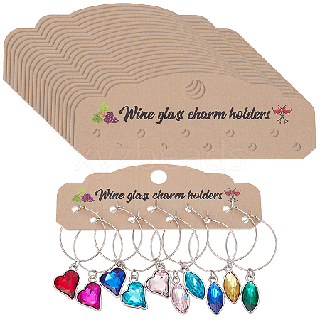 60Pcs Paper Wine Charm Display Cards CDIS-BC0001-06B-1