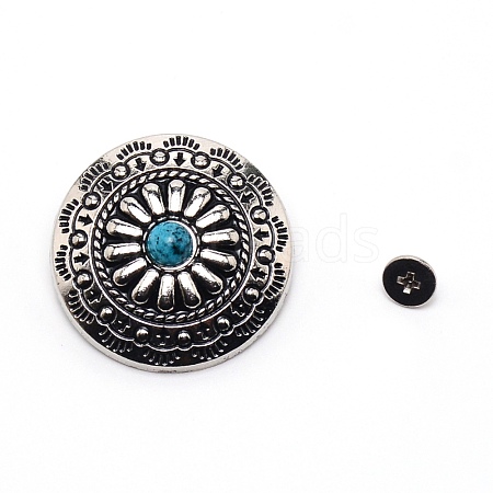 1-Hole Alloy & Turquoise Decorative Rivets PALLOY-WH0092-09D-P-1