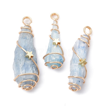 Electroplated Natural Quartz Crystal Dyed Copper Wire Wrapped Pendants PALLOY-JF02326-04-1