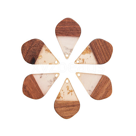 Transparent Resin & Walnut Wood Pendants RESI-CJ0001-51-1