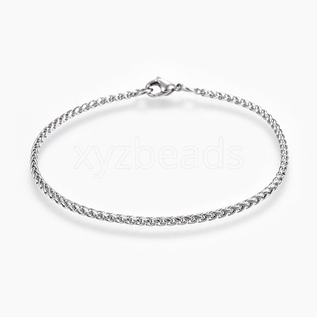 304 Stainless Steel Wheat Chain Bracelets BJEW-P239-03A-1