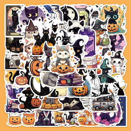 Halloween 50Pcs PVC Adhesive Waterproof Stickers Self-Adhesive Stickers PW-WG95EB5-01-1