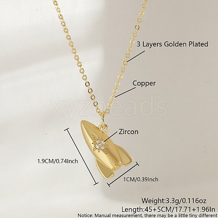 Ocean Summer Brass Pave Clear Cubic Zirconia Pendant Necklaces FS-WG8D1A7-23-1