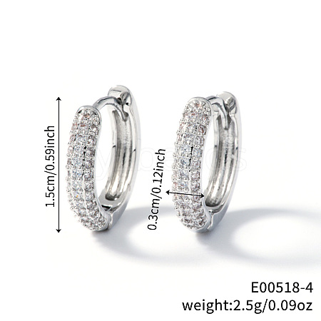 Elegant Brass Rhinestone Ring Hoop Earrings NI2489-1-1