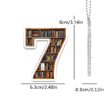 Acrylic 7 Numbers Shaped Book Shelf Pendant Decorations PW-WG11882-07-1