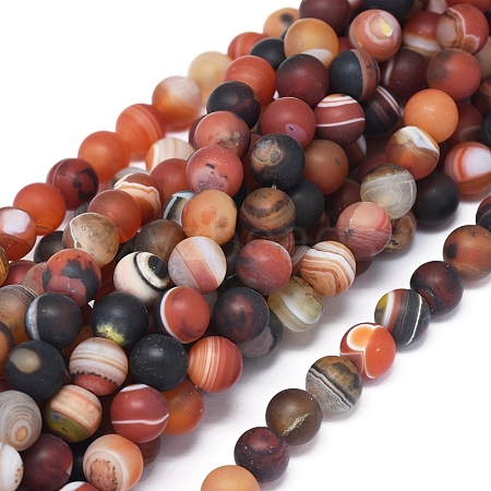 Natural Banded Agate/Striped Agate Beads Strands G-D0005-30-8mm-1